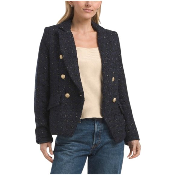 CYRUS Textured Solid Double Brested Blazer - Picture 1 of 2